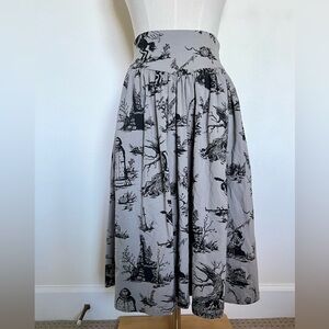 Sleepy Hollow Gothic Tales Toile Skirt in Grey